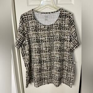 Hasting & Smith Beige Printed Cotton Blend T-shirt size 2X